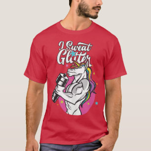 Camiseta Eu suo glitter Gym Unicorn Workout Motivational F