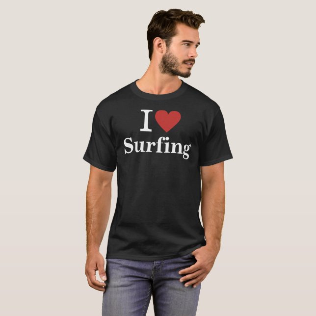 Camiseta Eu ❤️ surfando com homens (Frente Completa)