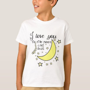 Camiseta Eu te amo à lua e à parte traseira