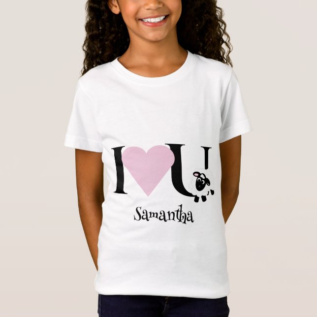 Camiseta Eu te amo cartoon bonito cartoon Sheep T-Shirt (Frente)