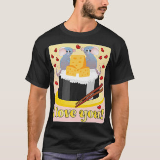 CAMISETA EU TE AMO, CASAL DE PEDAÇOS DE PEDAÇO, SUSHI MAKI