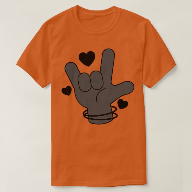 Camiseta Eu Te Amo Cinza E Linguagem De Sinais Negra Americ (Frente do Design)