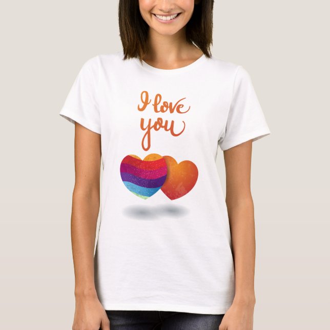 Camiseta Eu te amo com Casal de coração (Frente)