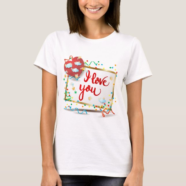Camiseta Eu te amo com o Coração Vermelho (Frente)