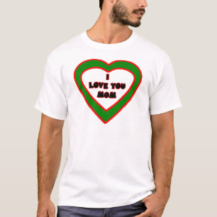 Camiseta Eu te amo coração verde escuro da MAMÃ o MUSEU