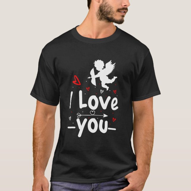 Camiseta Eu Te Amo Cupido Bonito Com Arco De Asas E Seta Lo (Frente)