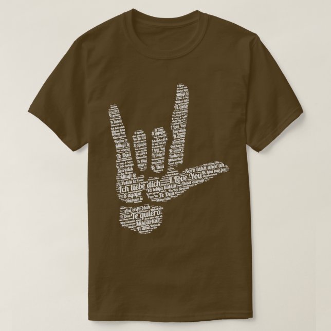 Camiseta Eu te amo em 40 idiomas diferentes ASL Gift (Frente do Design)