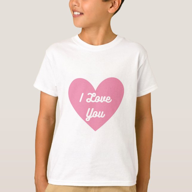 Camiseta Eu Te Amo Em Um Coração Rosa (Frente)