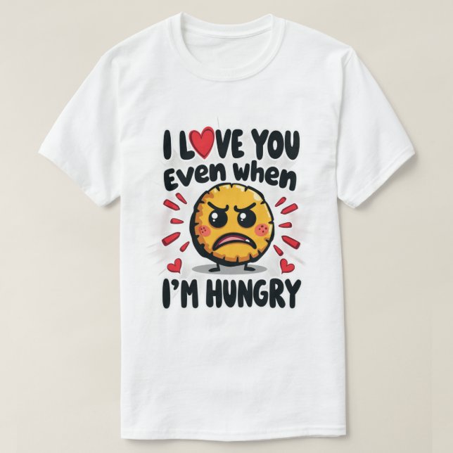 Camiseta Eu te amo mesmo quando estou com fome (Frente do Design)