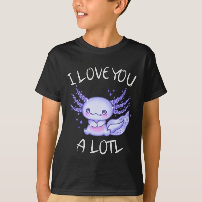 Camiseta Eu te amo muito Axolotl no amor Faux Canvas Prin (Frente)