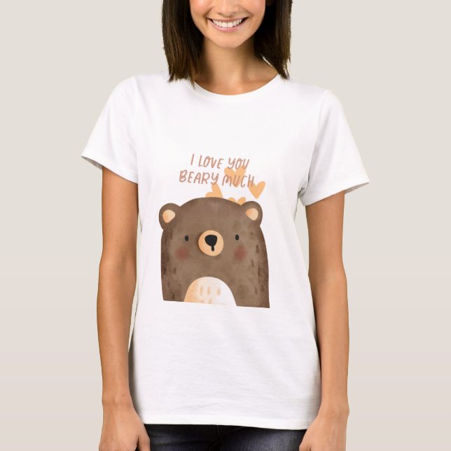 Camiseta Eu Te Amo Muito - Beary Muito Urso Bonito (Frente)