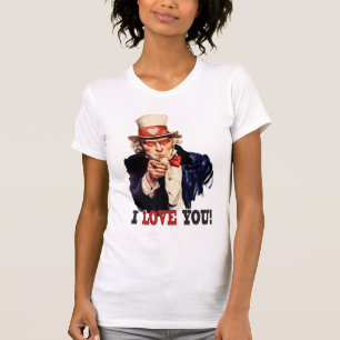 Camiseta Eu te amo - namorados do estilo do tio Sam