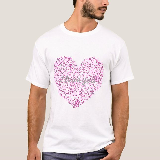 Camiseta Eu Te Amo num Coração de Flor (Frente)