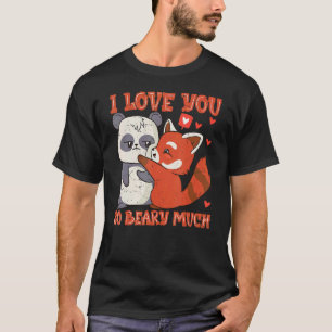 Camiseta Eu Te Amo Tão Bastante Vermelho Panda Casal 2