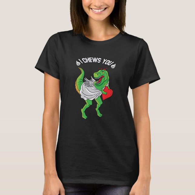 Camiseta Eu Te Oculto Rex Dinossaur Dino Heart Valentin (Frente)