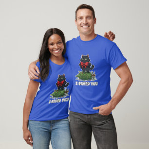 Camiseta "Eu te Salvei" Árvore de Natal Divertida de Gato P