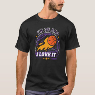 Camiseta Eu tenho 35 anos e eu adoro Basquete 35º Aniversár