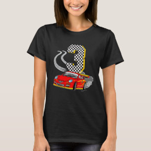 Camiseta Eu tenho 3 anos de carro de corrida, crianças, 3º