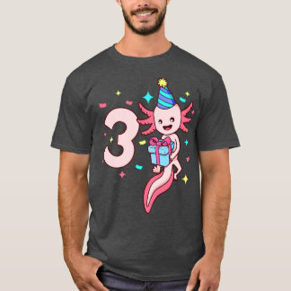 Camiseta Eu tenho 3 anos de idade com uma garota axolotl
