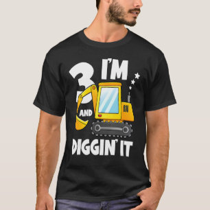 Camiseta Eu tenho 3 anos e escavo 3 anos de aniversário de