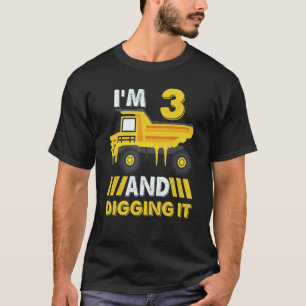 Camiseta Eu tenho 3 anos e escavo 3 anos, rapazes aniversár