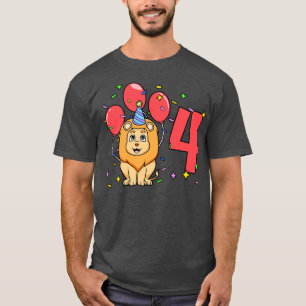 Camiseta Eu tenho 4 anos com aniversário de criança de leão