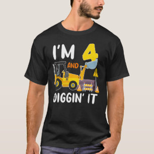Camiseta Eu tenho 4 anos e escavando-o na Construção Escava