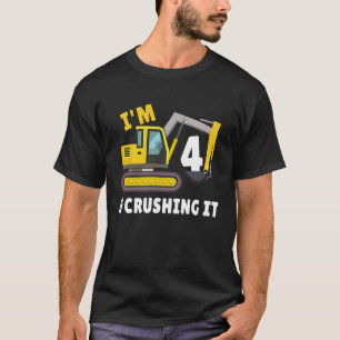 Camiseta Eu tenho 4 anos e o esmago 4° aniversário do escav