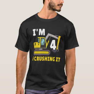 Camiseta Eu tenho 4 anos e o esmago 4° aniversário do escav