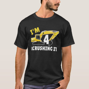 Camiseta Eu tenho 4 anos e o esmago 4° aniversário do escav