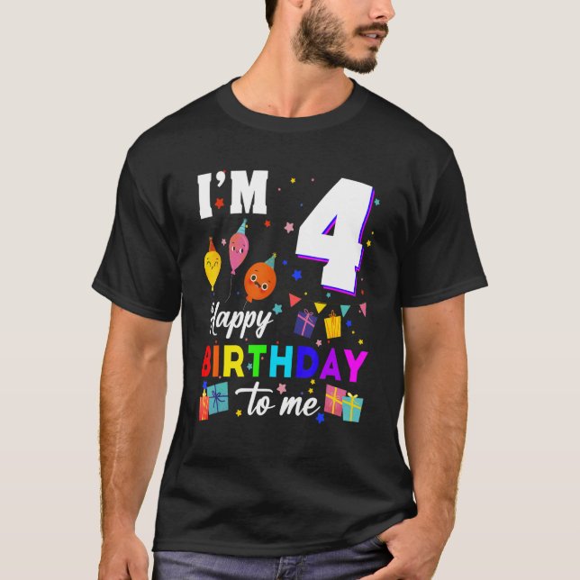 Camiseta Eu tenho 4 anos Feliz Aniversário Para Mim 4 (Frente)