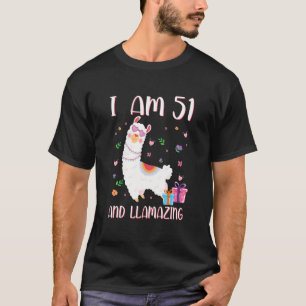 Camiseta Eu tenho 51 anos, Garota Alpaca Llama Happy 51rua