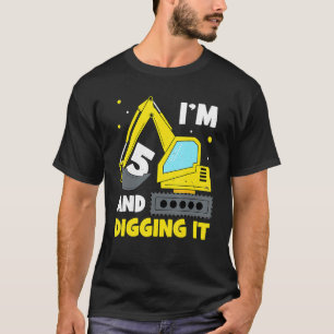 Camiseta Eu tenho 5 anos e escavo-lo 5 Crianças de Escavado
