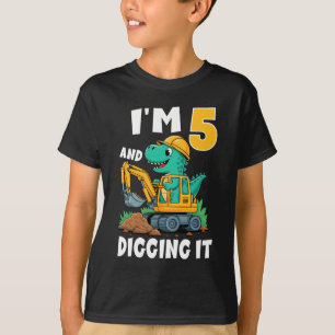 Camiseta Eu tenho 5 anos e escavo-o 5 Aniversário, Dinossau