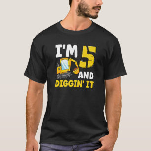 Camiseta Eu tenho 5 anos e escavo-o 5 Birthday Excavator Bi