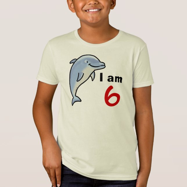 Camiseta Eu tenho 6 anos hoje (golfinho fofo) (Frente)