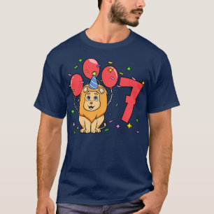 Camiseta Eu tenho 7 anos com aniversário de criança de leão