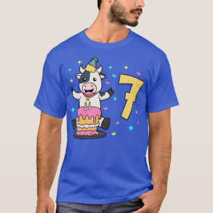 Camiseta Eu tenho 7 anos com aniversário de criança de vaca