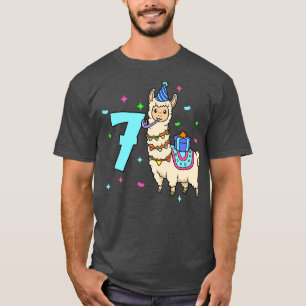 Camiseta Eu tenho 7 anos com Lama aniversário de criança 7 