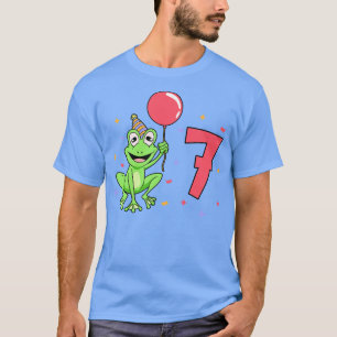 Camiseta Eu tenho 7 anos com sapo aniversário de criança 7 