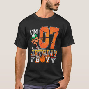 Camiseta Eu tenho 7 anos de 7 de Basquete de Aniversário