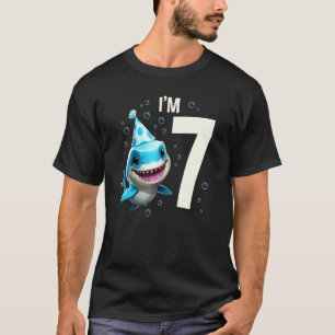 Camiseta Eu Tenho 7 Anos de Idade Cute Tubarão Peixe Crianç