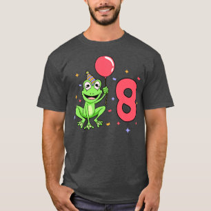 Camiseta Eu tenho 8 anos com sapo aniversário de criança de