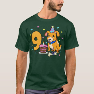 Camiseta Eu tenho 9 anos com aniversário de criança de cão 