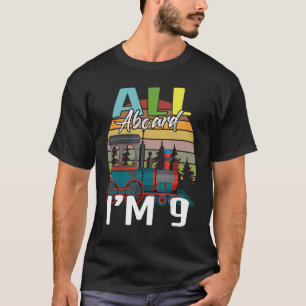 Camiseta Eu tenho 9 anos de Festa de aniversário no trem to