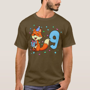 Camiseta Eu tenho 9 anos de idade com raposas