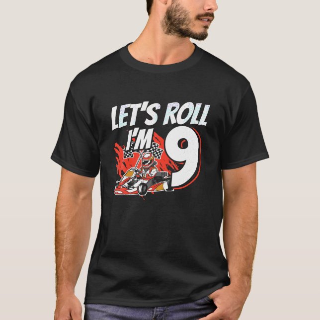 Camiseta Eu tenho 9 Carro Race Vamos Rastrear 9º Aniversári (Frente)