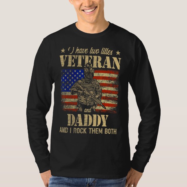 Camiseta Eu tenho a bandeira veterana e Pai americana Da do (Frente)