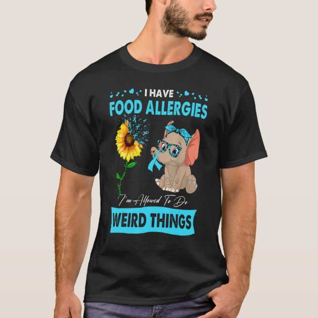 Camiseta Eu tenho alergias Comidas Eu tenho permissão para  (Frente)