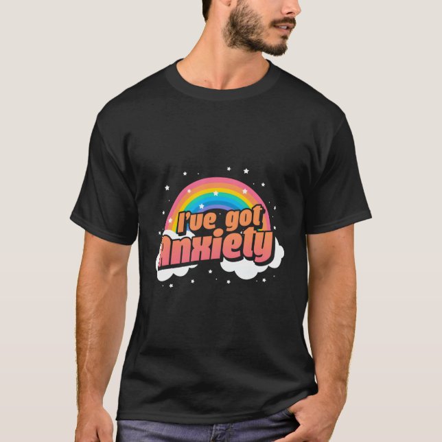 Camiseta Eu Tenho Ansiedade Ansiosa Arco-Íris (Frente)